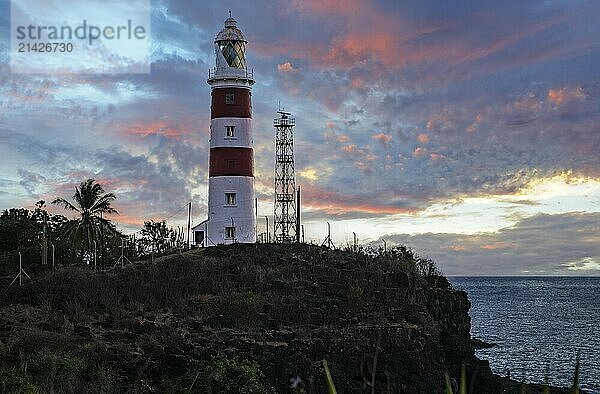 Lighthouse  Albion  west coast  sunset  Indian Ocean  island  Mauritius  Africa