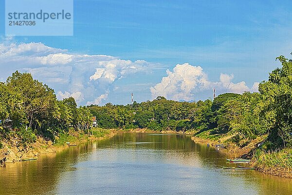 Panorama of the landscape Mekong river and Luang Prabang city in Laos world tour in Southeast Asia