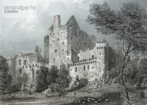 Craigmillar Castle  a ruined medieval castle in Edinburgh  Scotland  United Kingdom  Europe