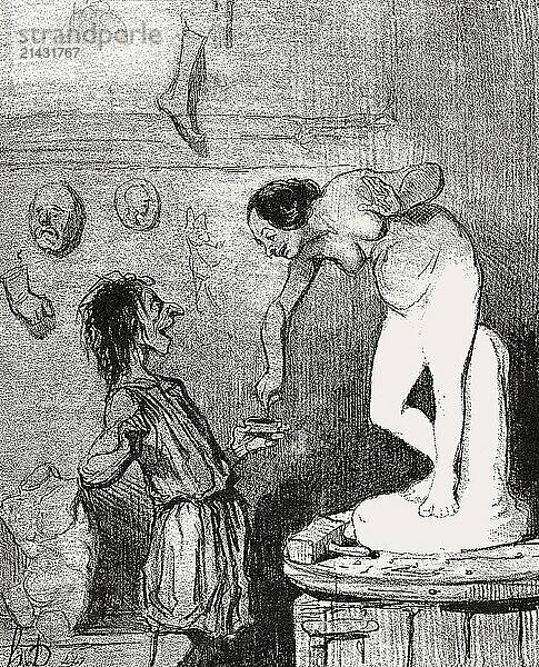 Pygmalion  caricature by Honore Daumier