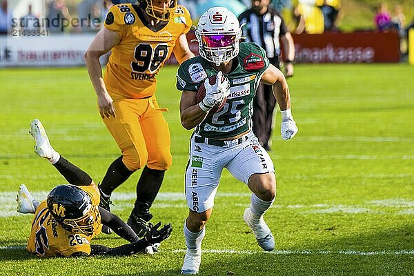 German Football League  Game: Schwäbisch Hall Unicorns  Munich Cowboys in the Optima Sportpark in Schwäbisch Hall Germany on 03. Aug. 2024