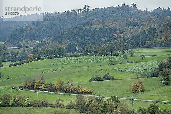 View of the Rottal valley between Unterrot and Oberrot  Gaildorf  Schwäbisch Hall  Hohenlohe  Heilbronn-Franken  Baden-Württemberg  Germany  Europe