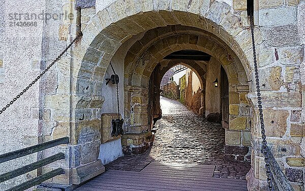 Tor tor to Wartburg Castle. The castle near Eisenach  in the north-western Thuringian Forest  was listed as a UNESCO World Heritage Site in 1999. Eisenach  Thuringia  Germany  Europe