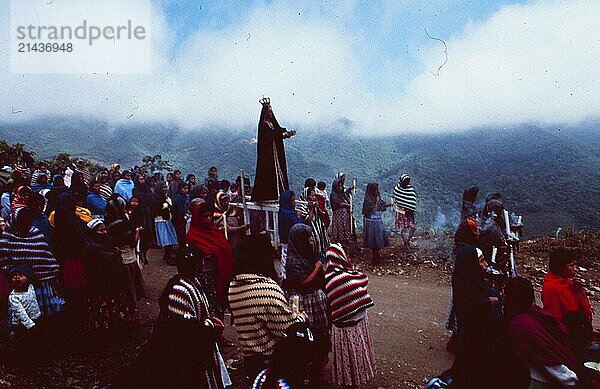 Mexico: Indio procession at Easter in the mountains of Zacantepec in the state of Oaxaca