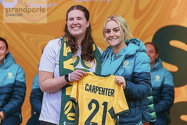 MELBOURNE  AUSTRALIA  JULY 11: Ellie Carpenter of Australia at the Matildas Women's World Cup squad announcement and presentation at Federation Square on July 11  2023 in Melbourne  Australia  Oceania