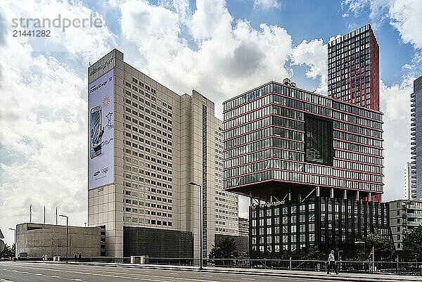 Rottedam  The Netherlands  August 6  2016: Modern architecture office building in Rotterdam. Many new towers have arisen  and many new iconic buildings designed  Europe