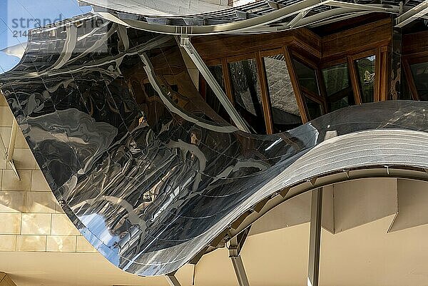 Elciego  Spain  6 August 2020: Winery of Marques de Riscal in Alava  Basque Country. The futuristic building and luxury hotel was designed by famous architect Frank Gehry  Europe