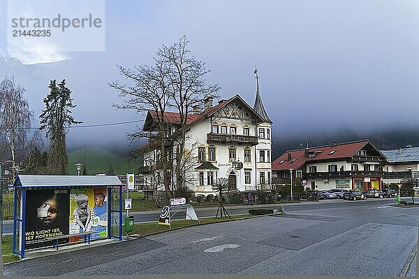 Zell am Ziller  Austria  March 11  2020: Low cloud cover the mountains. Ski resort Zell am Ziller  Ziller Valley  Tyrol  Austria. Early March  Europe