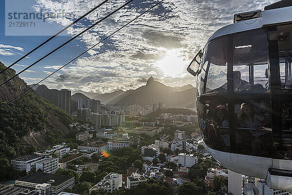 View from Pão de Açúcar (Sugar Loaf Mountain) during sunset in Rio de Janeiro  Brazil