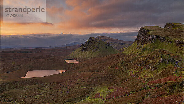 Sunrise at Quiraing mountains at Skye Island  Scotland