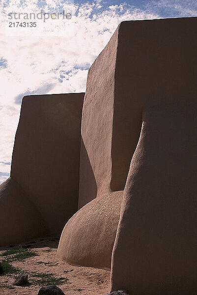 The Church of St. Francis of Assisi at Ranchos de Taos  New Mexico.Built in 1772 after the initial mission-building phase in New Mexico.