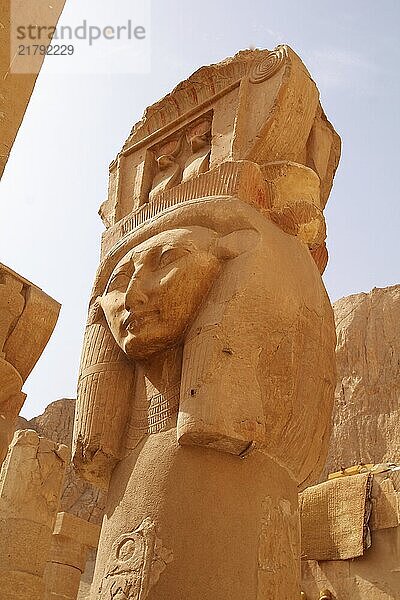 Column capital with the face of Hatshepsut goddess  located at Hatshepsut temple in Thebes