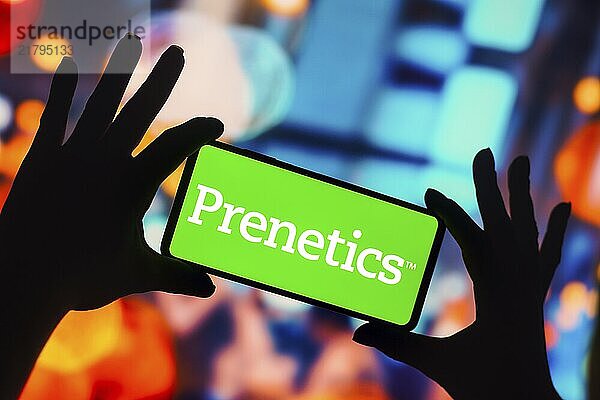 In this photo illustration  the Prenetics Global Limited logo is displayed on a smartphone mobile screen