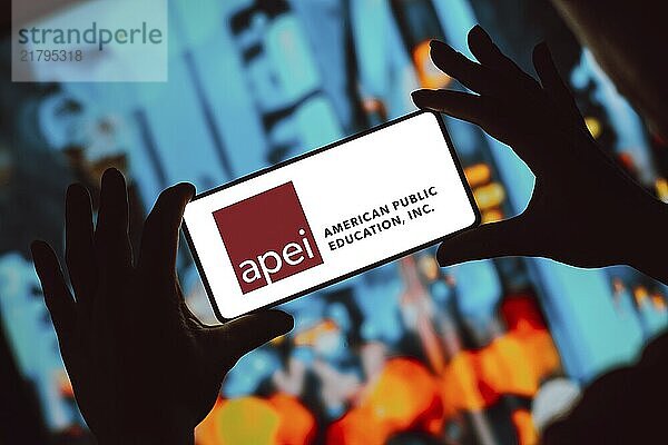 (APEI) logo is displayed on a smartphone screen