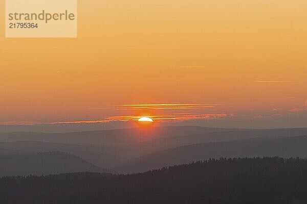 Evening on the Schwartenberg near Neuhausen. Sunset. Neuhausen/Erzgebirge  Saxony  Germany  Europe