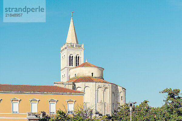 Cathedral St. Anastasia tower in Zadar  Croatia with clear sky